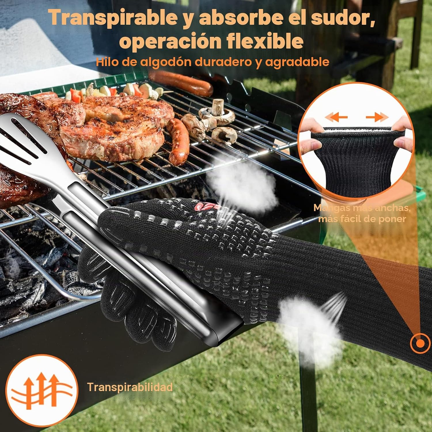 Detalle 2 de SPGOOD Guantes BBQ 800 ℃ L/XXL