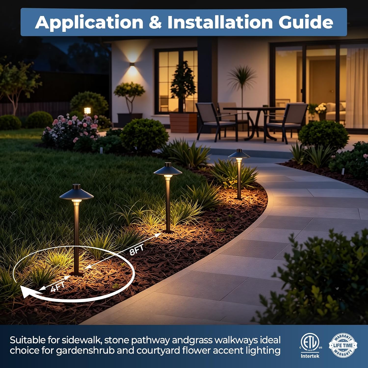 Thumbnail 6 de Gardencoin 12V Solid Brass Pathway Lights, 21.9-Inch Tall, 4-Pack