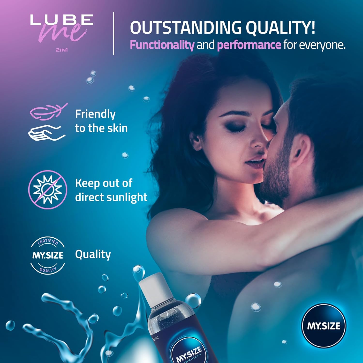 Thumbnail 4 de MY.SIZE Lube Me Premium 2in1 Lubricant 250 ml – Odourless, water-based not for polyurethane condoms