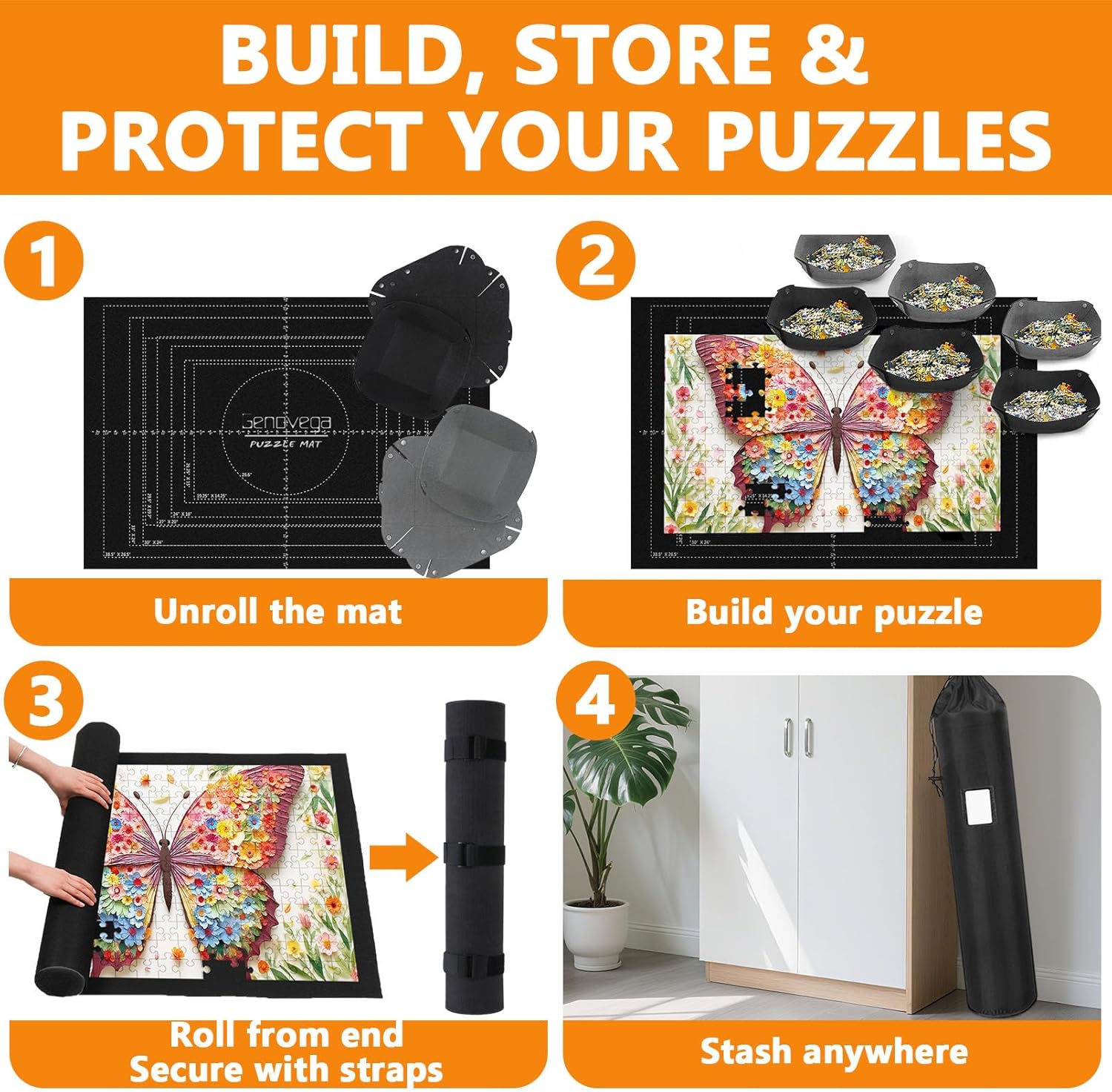 Detalle de Jigsaw Puzzle Mat Roll Up (45" x 29.5") with Storage System for Up to 2000 Pieces