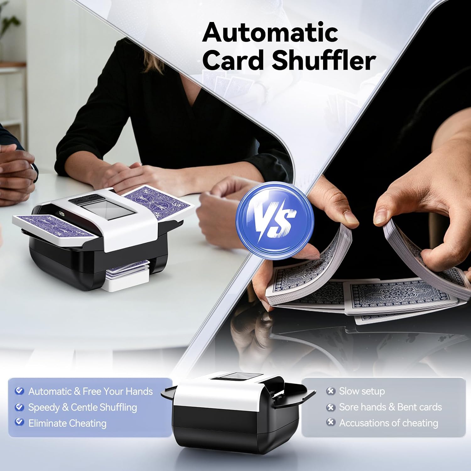 Thumbnail 2 de XPAW Automatic Card Shuffler (X1) for 1–2 Decks with Dual Auto/Manual, USB-C Rechargeable
