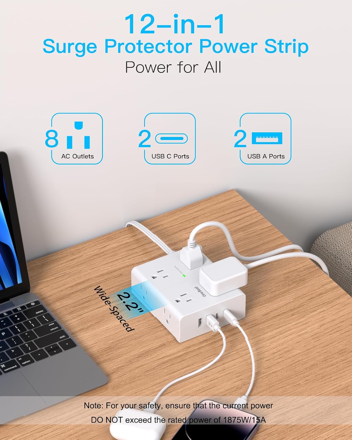 Thumbnail 3 de One Beat 10Ft Extension Cord power strip 🔌