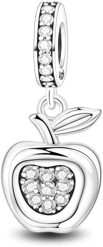Detalle de LMLMECREA Charm Anhänger aus 925 Sterling Silber – Niedlicher Apfel-Charms für europäische Armbänder und Halsketten