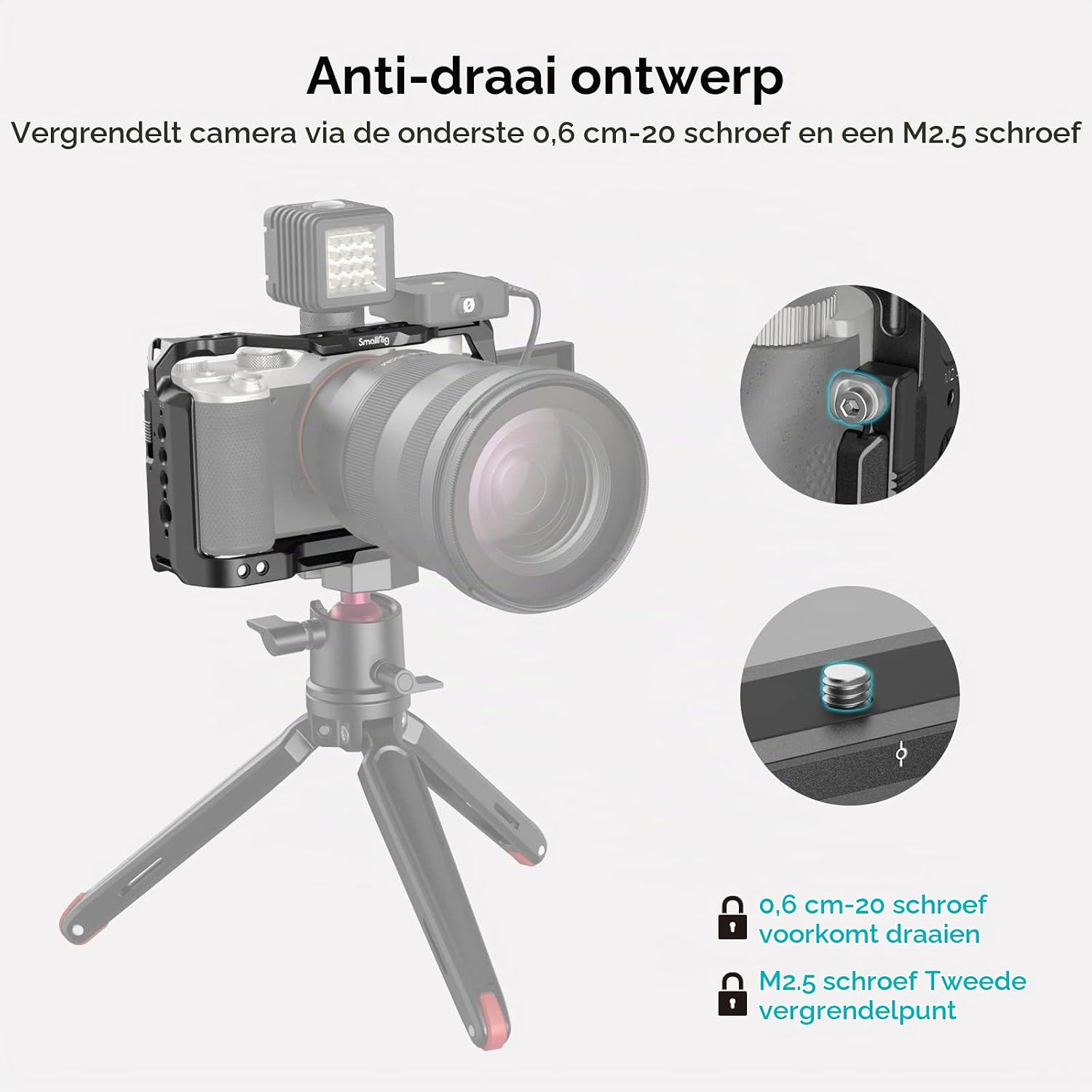 Detalle 2 de SMALLRIG 3081B camerakooi voor Sony A7C met Arca-Swiss en coldshoe