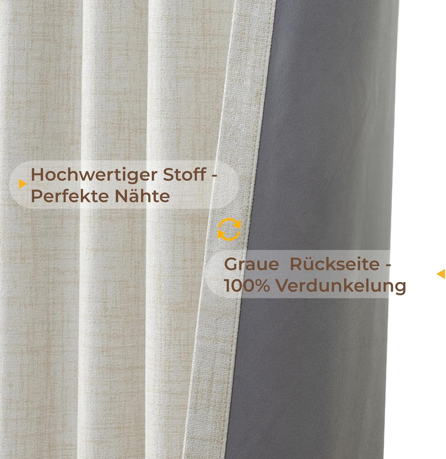 Detalle 2 de INOVADAY 100% Verdunklungsvorhänge (2er-Set) 245 cm – Thermo-Blickschutz in Hellbeige