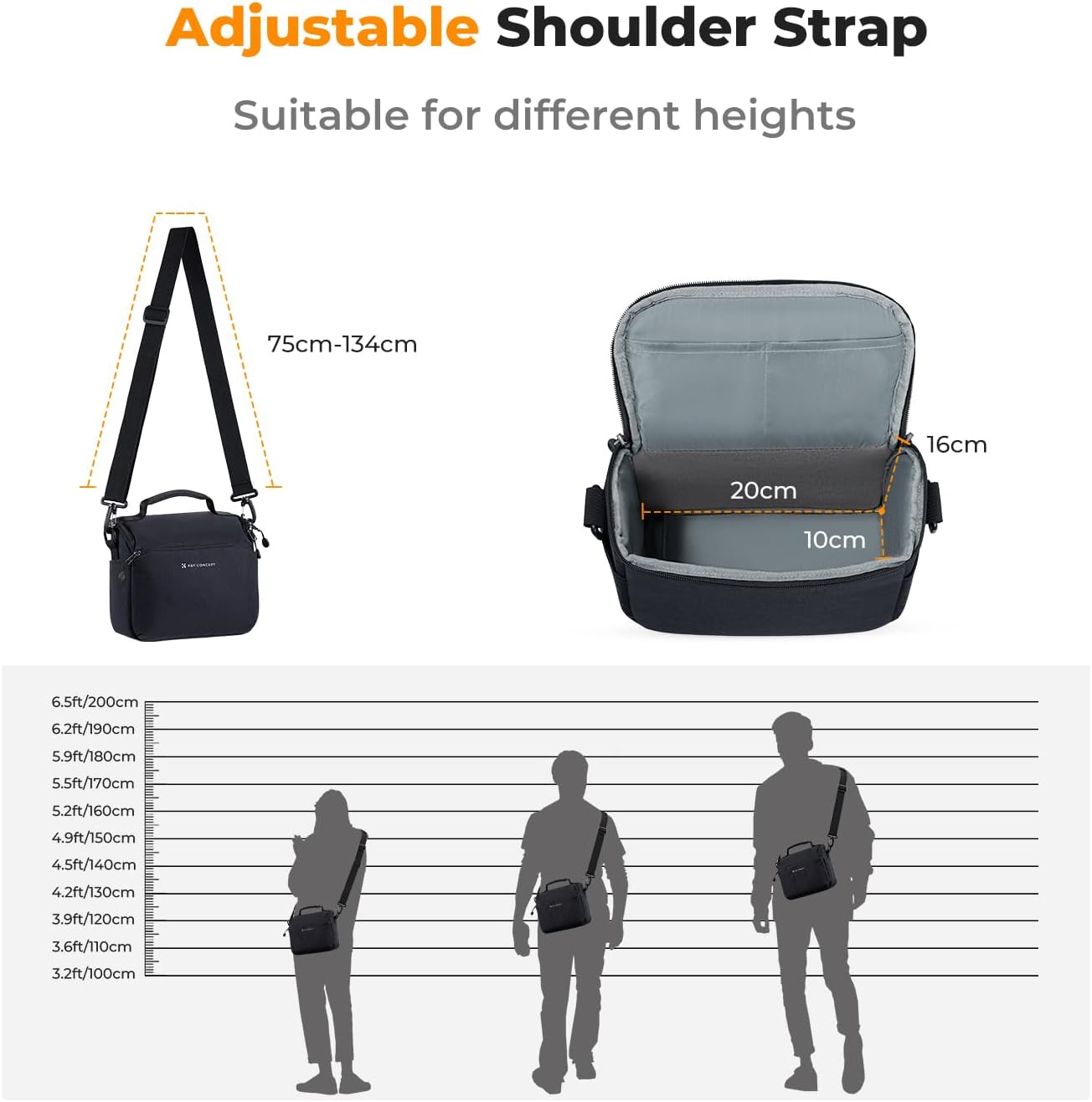 Thumbnail 5 de K&F CONCEPT Small Camera Sling Bag – padded crossbody case for compact DSLR/mirrorless