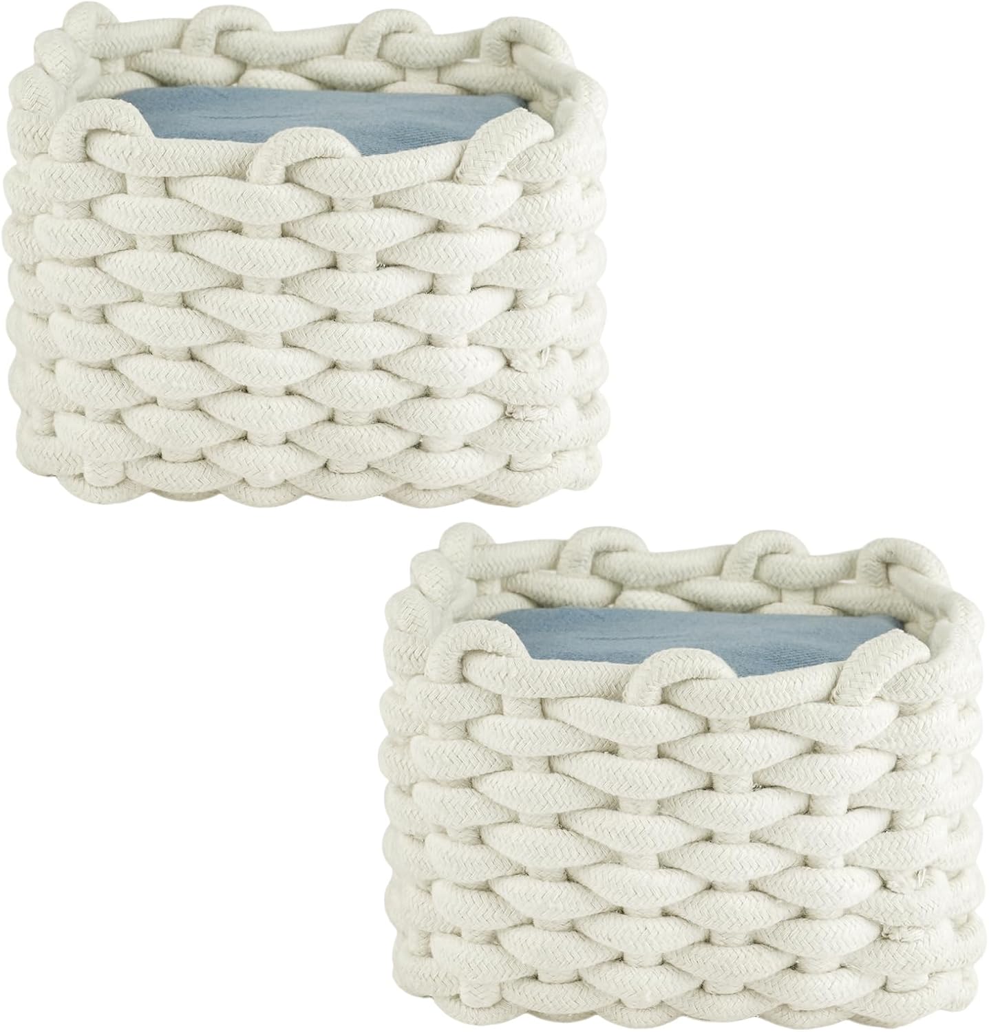 Detalle de Aolso Cesto Portaoggetti in Corda di Cotone Intrecciato – 2 pezzi, contenitore bagno e decorazione per cameretta