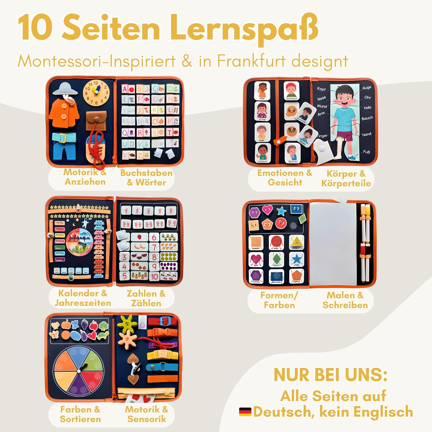 Detalle 2 de Lion’s Collection Montessori Busy Board Deutsch ab 3 Jahre