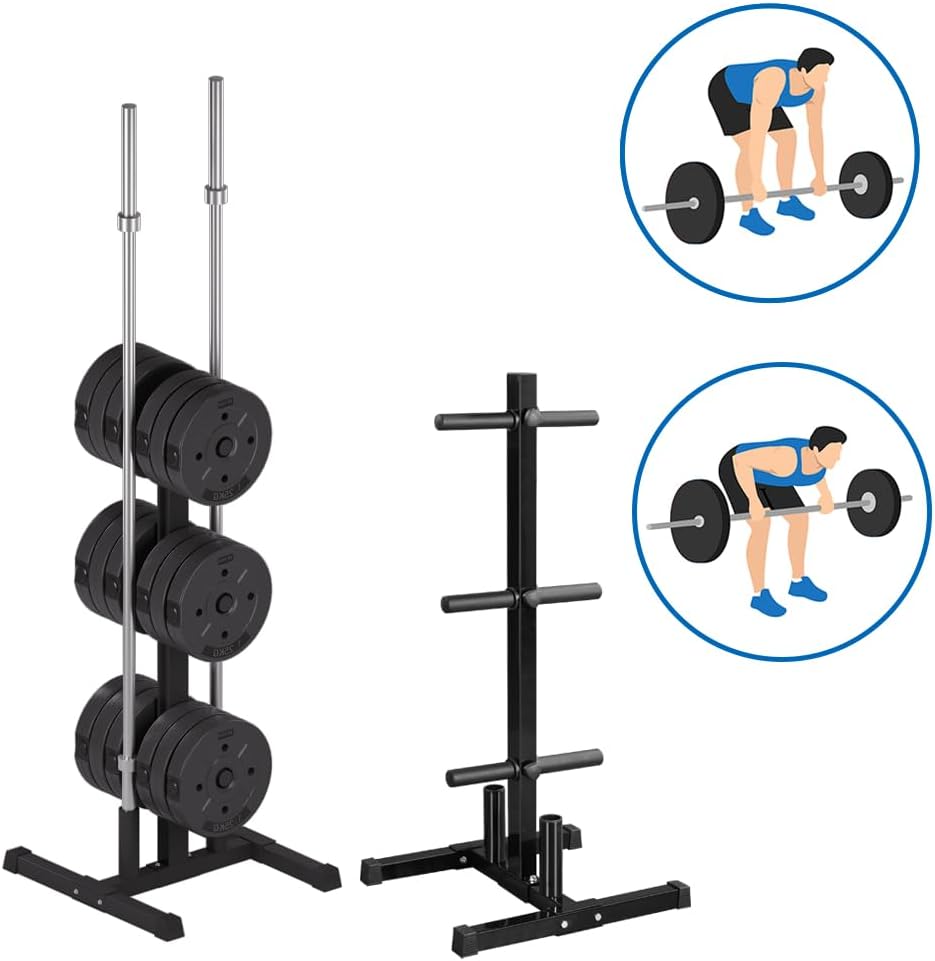 Detalle de Yaheetech rastrelliera per dischi e bilancieri in metallo con supporti regolabili (portata 400 kg)