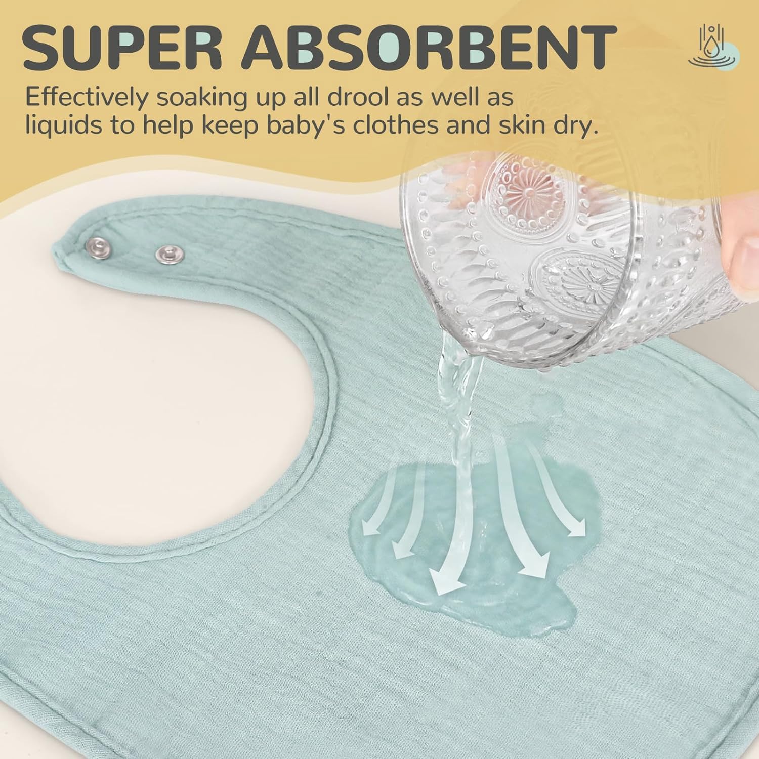 Thumbnail 4 de SLOSH 8 bavaglini neonato in cotone morbido e assorbente, regolabili con bottoni automatici