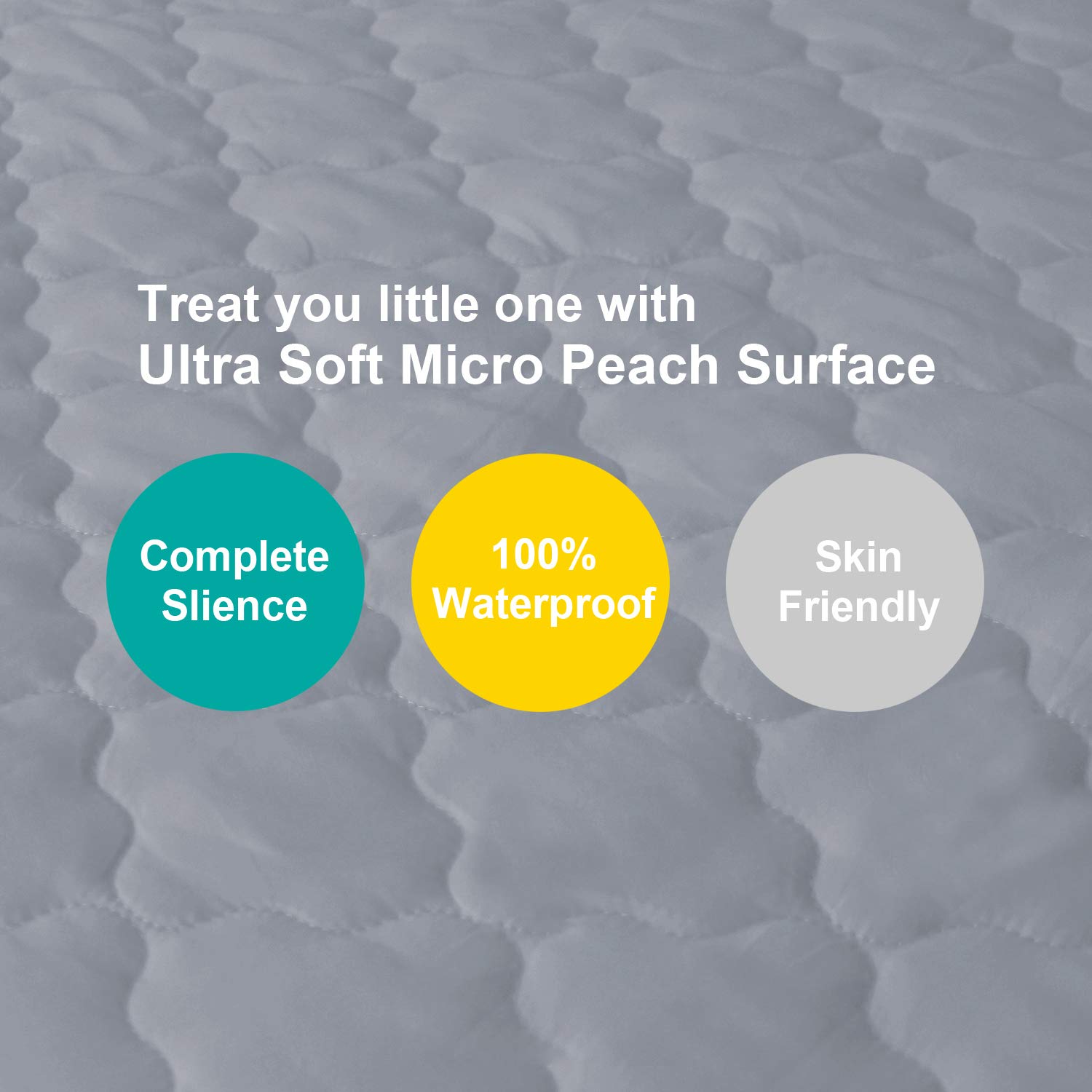 Thumbnail 1 de Biloban Pack and Play Mattress Pad, 4-Layer Waterproof Quilted Protector, Gray, 39" x 27