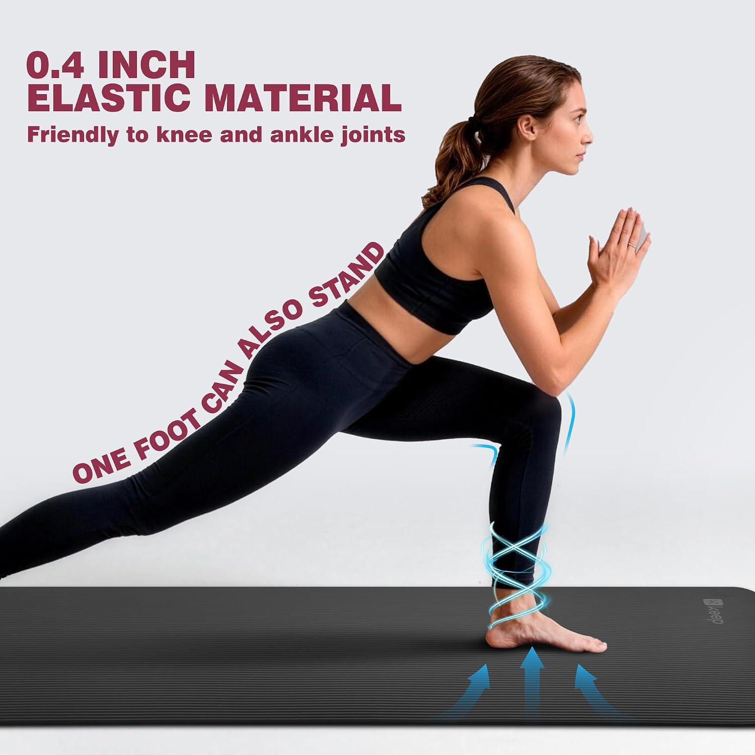 Thumbnail 3 de KEEP Extra Thick NBR Yoga Mat, 10mm Cushioning, Black