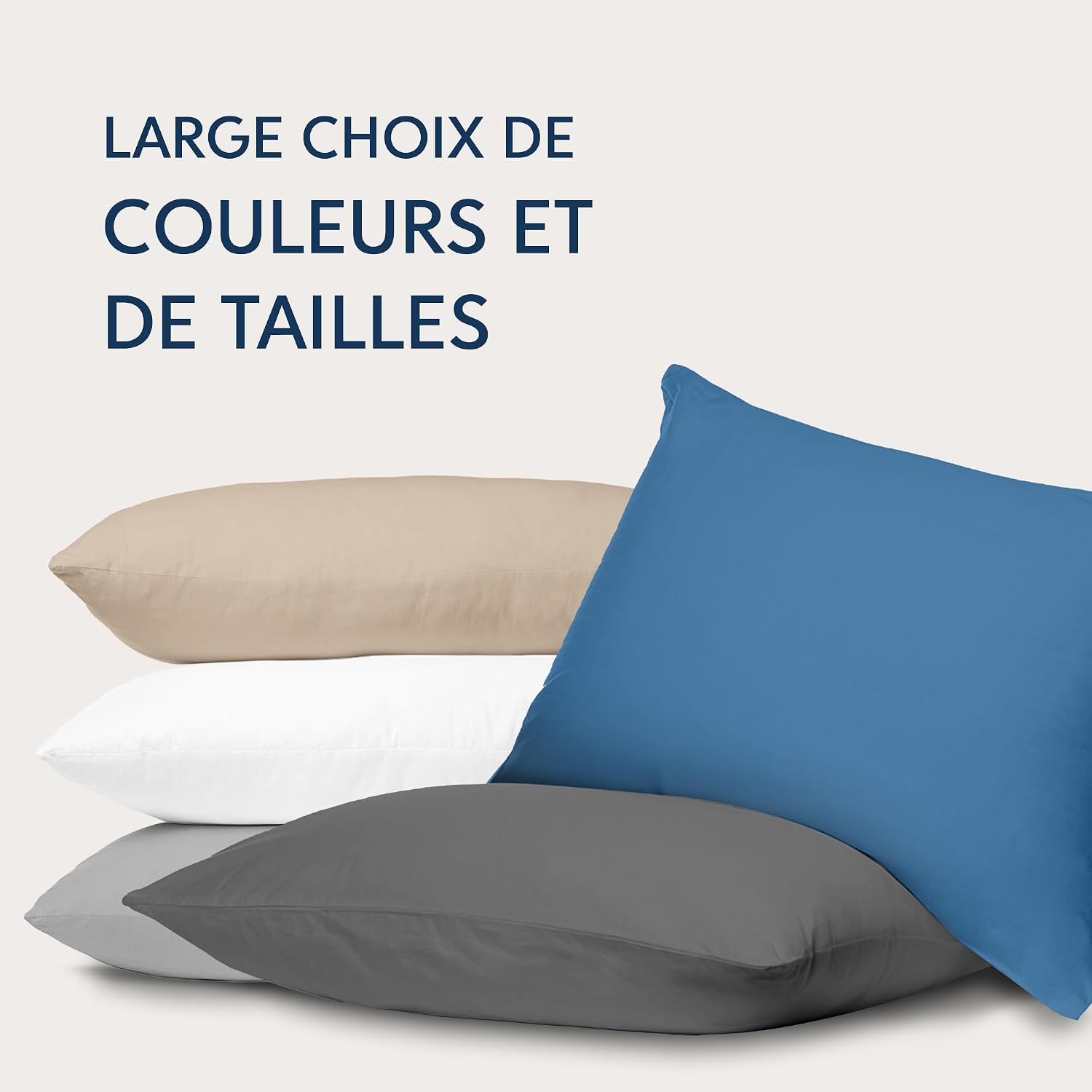 Detalle de Dreamzie Taie Oreiller 80x80 cm – Lot de 4, coton jersey 150 GSM, certifiée OEKO-TEX, Bleu