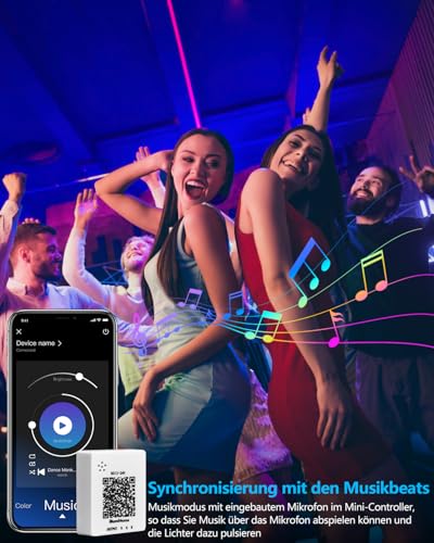 Detalle 2 de Mexllex Ruban LED 15M RGB – Bande LED Bluetooth, Télécommande IR et APP, éclairage décoratif performant