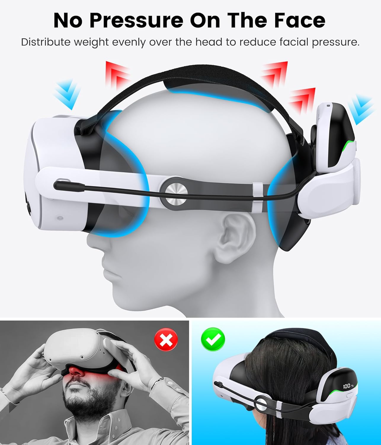 Thumbnail 2 de Cushioned Head Strap with 10000mAh Magnetic Power Bank for Meta Quest 2/3/3S – Enhanced Comfort and Convenience