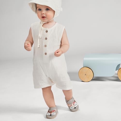 Detalle de IceUnicorn Chaussons Bébé Cuir Souple 6-12 mois – Renard Gris Clair