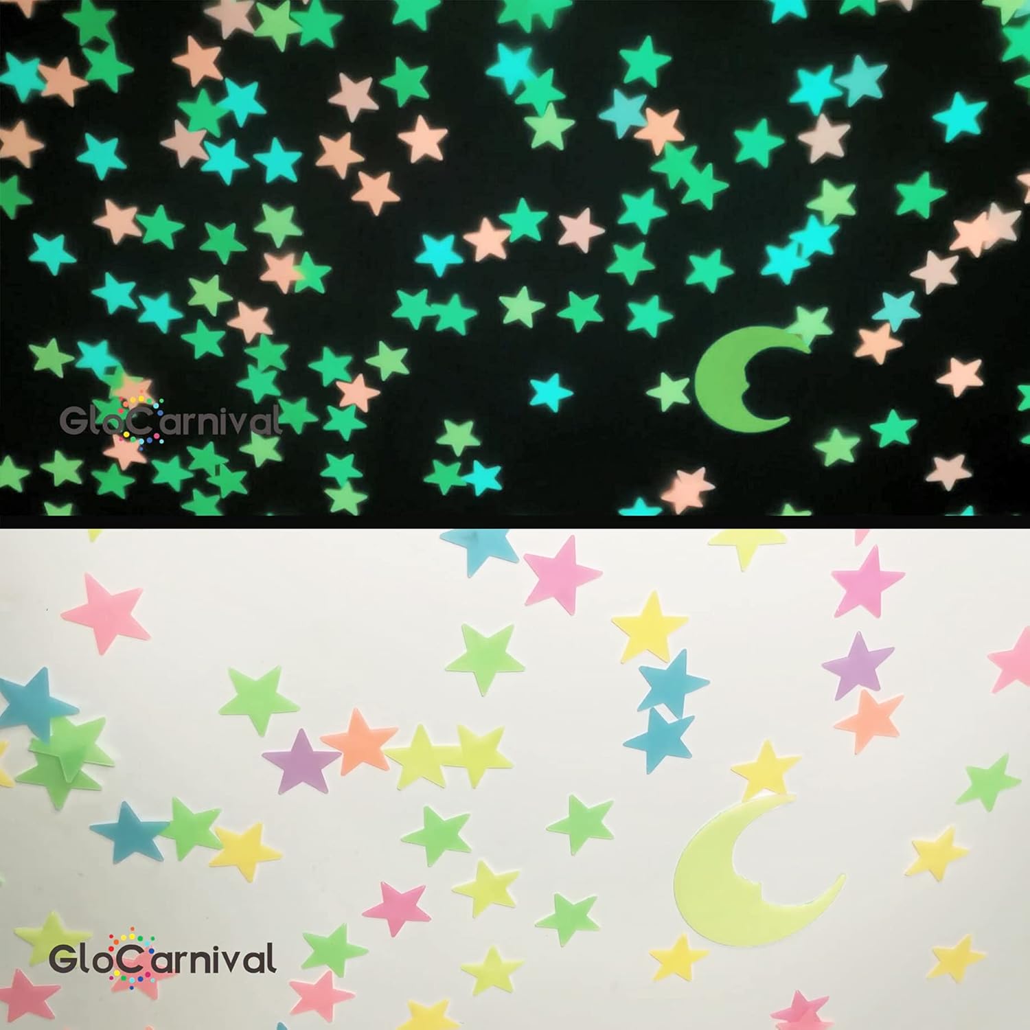 Thumbnail 5 de Leutend glow in the dark 3D stars and moon sticker set (200 pieces) for kids’ room decor