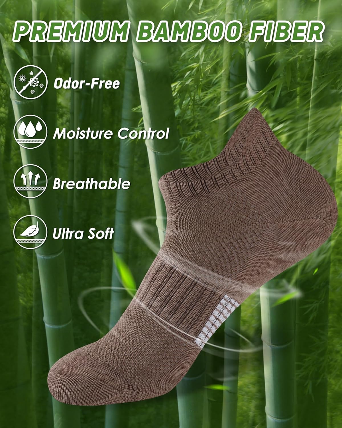 Detalle de inaWarm Bambus Sneaker Socken Damen – 6 Paar, atmungsaktive Kurzsocken im Geschenkset (Größen 35–38 & 39–42)