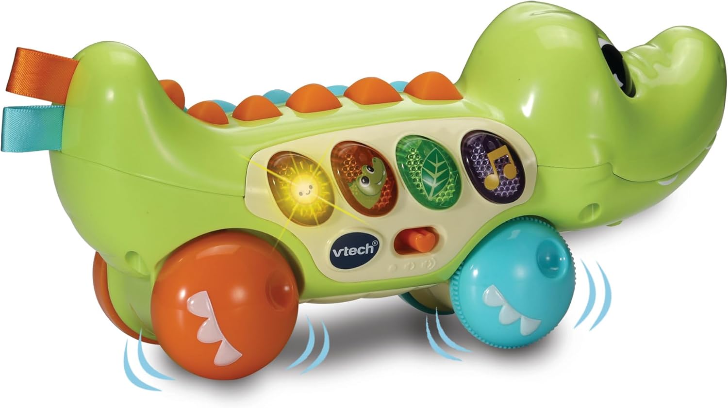 Detalle 1 de VTech Baby Squishy Spikes Alligator: Push Along Toy for Sensory & Early Learning