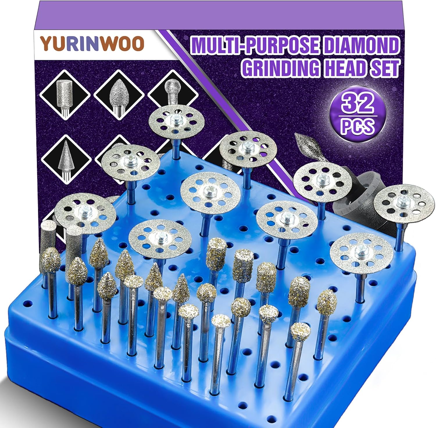 Thumbnail 6 de YURINWOO 32-delige diamantfreesset voor Dremel-4, met 3 mm schacht