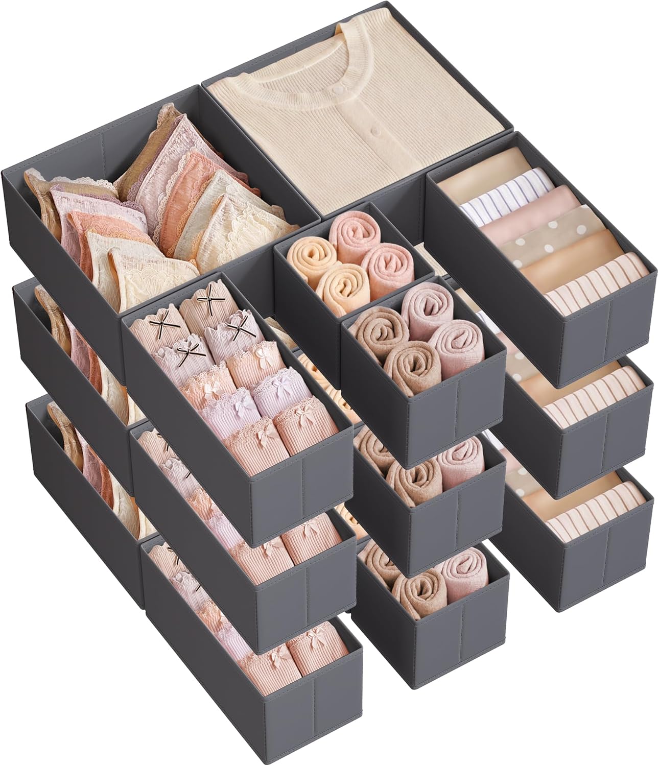 SONGMICS Aufbewahrungsbox 18er Set Schublade
