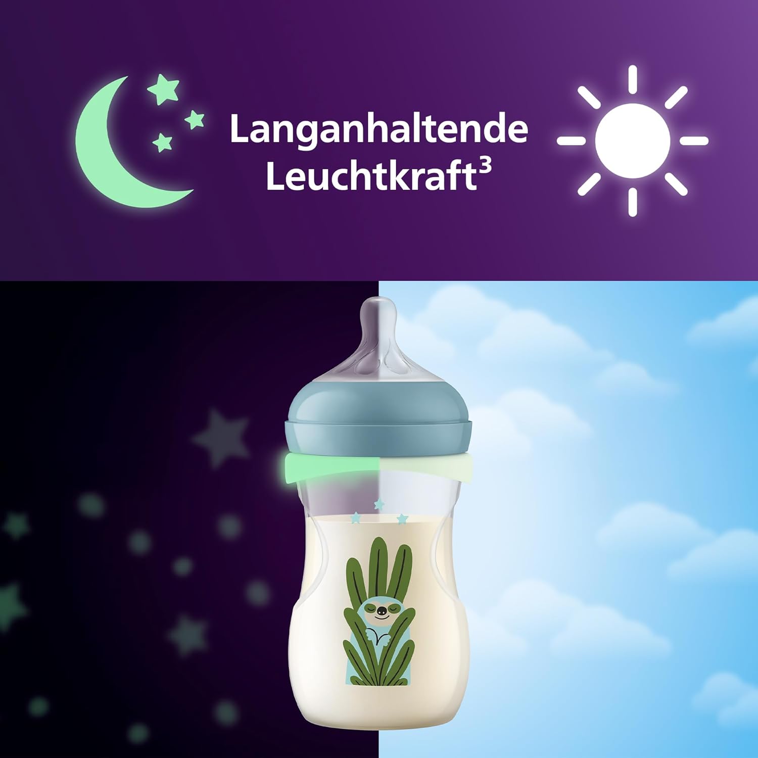 Thumbnail 2 de Philips Avent Natural Response Set für die Nacht SCD838/17 – 260 ml Babyflasche mit Mittel-3 Saugereinsatz und leuchtendem Ring