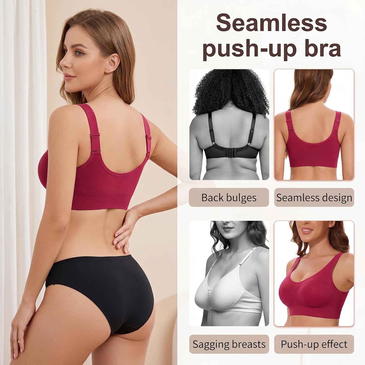 Thumbnail 3 de Leversic women’s high impact wirefree sports bra with adjustable straps and removable padding