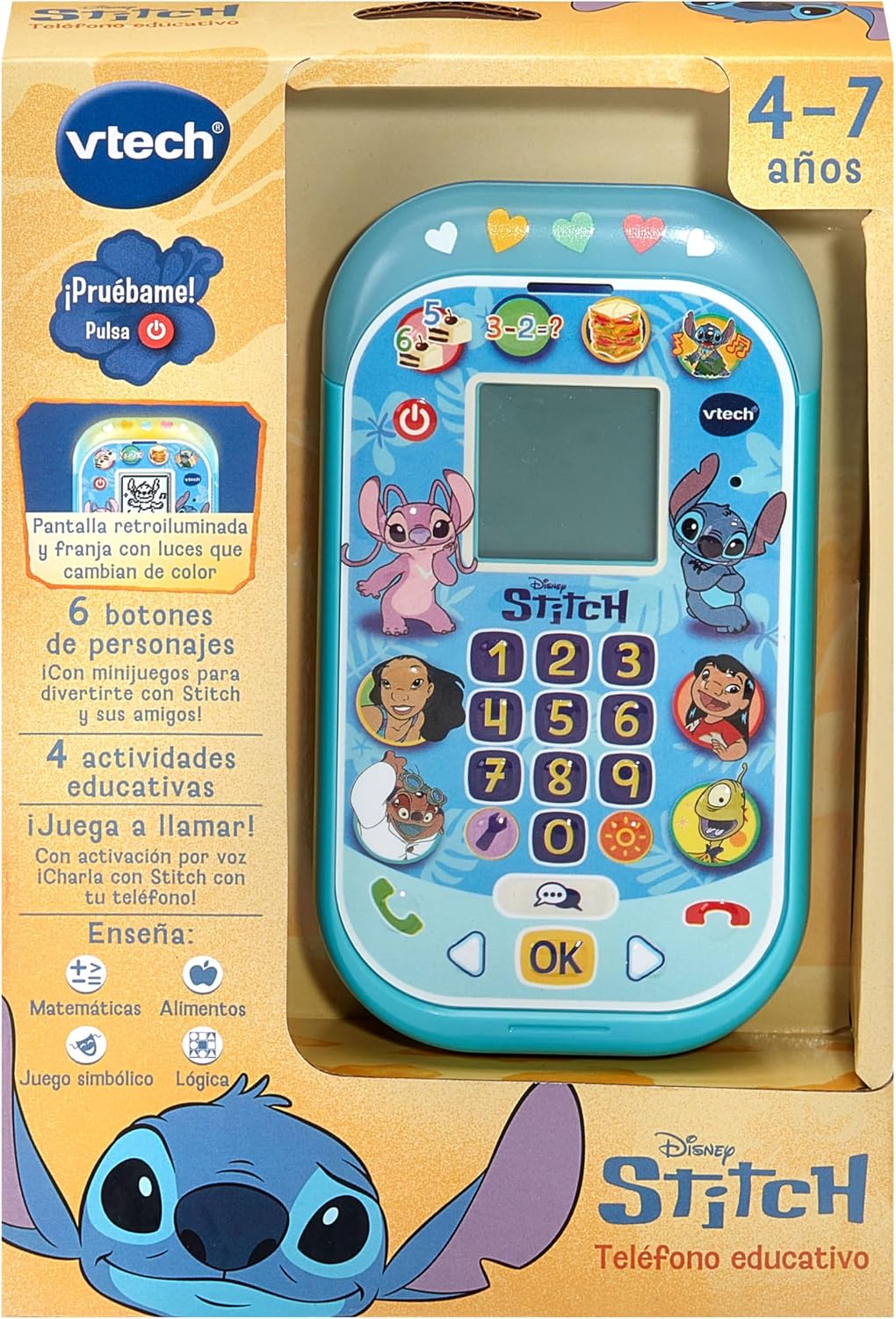 Detalle 2 de VTech Teléfono educativo Stitch para niños +4
