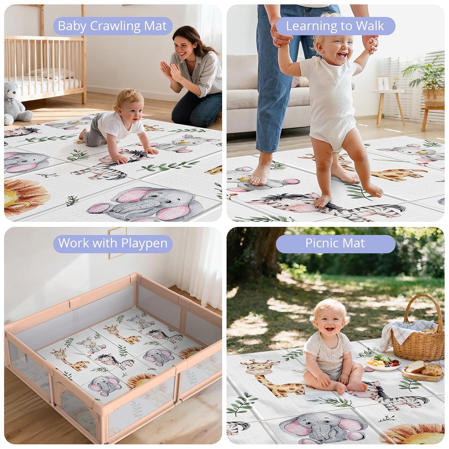 Thumbnail 6 de NOONKTY Baby Play Mat 79 x 71 Inches