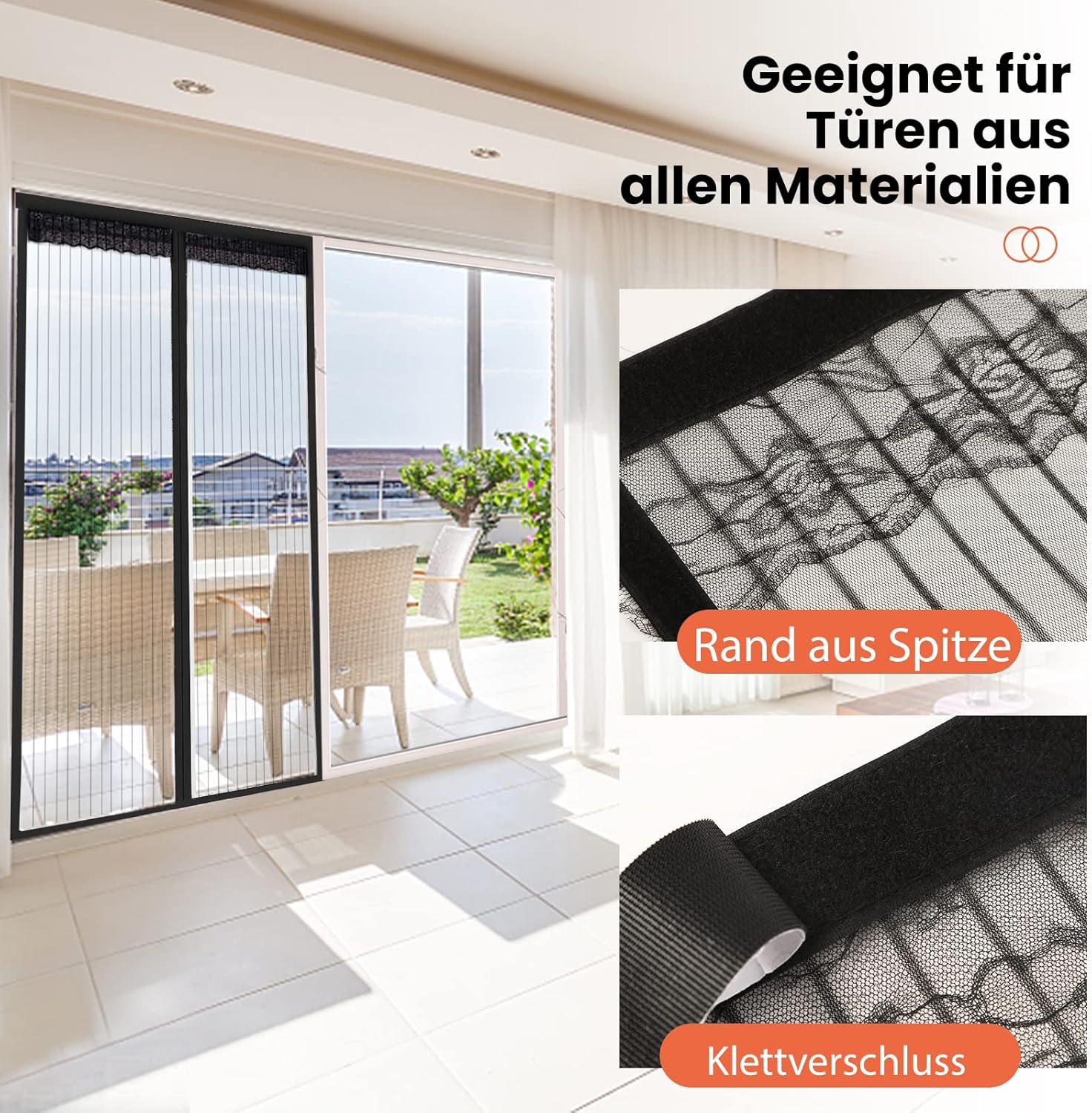Thumbnail 4 de DIKER Fliegengitter Magnet-Tür 110×200 cm (ohne Bohren) – Moskitonetz für Balkontür, Schwarz
