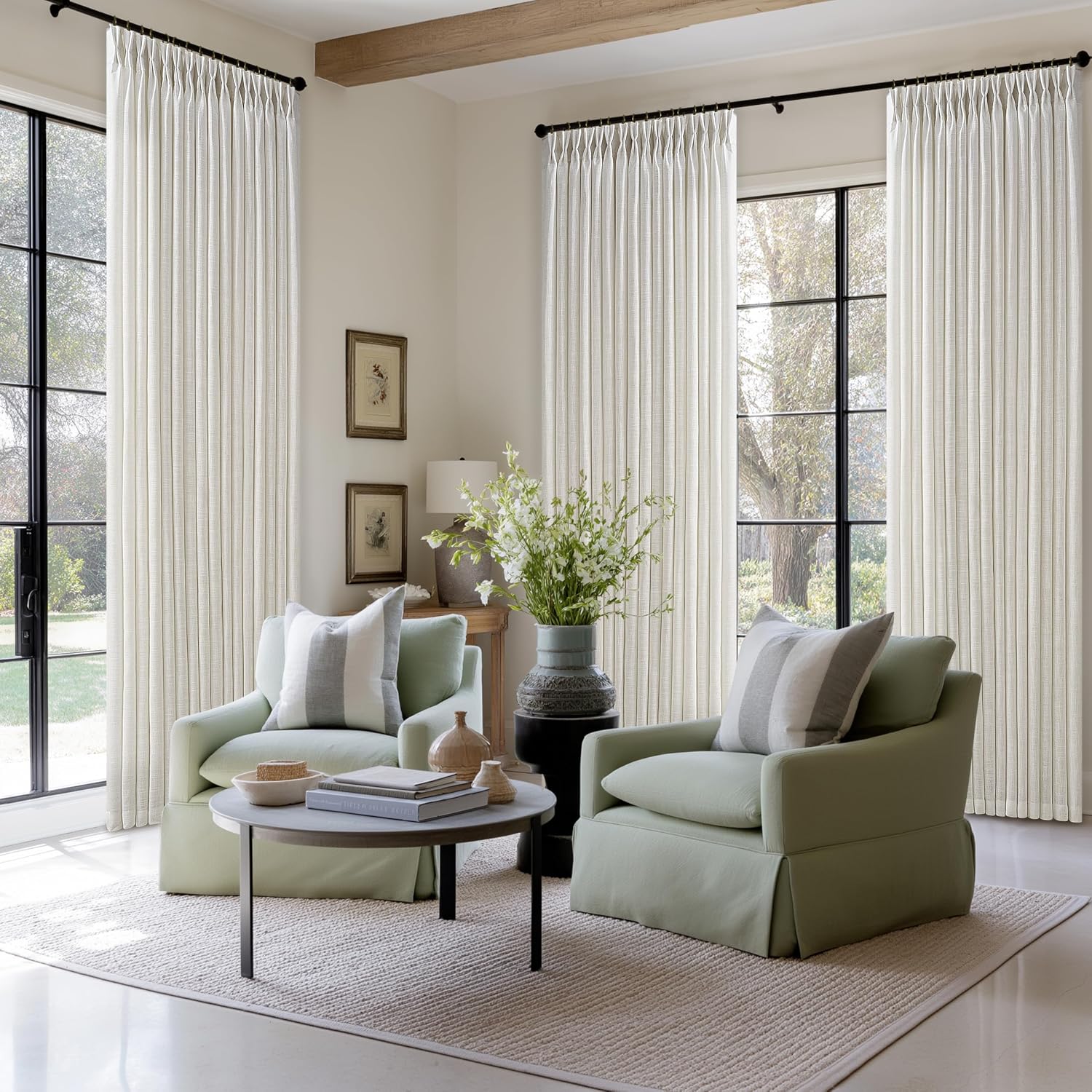 Thumbnail 6 de 132 Inch Pinch Pleat Linen Curtains 50x132
