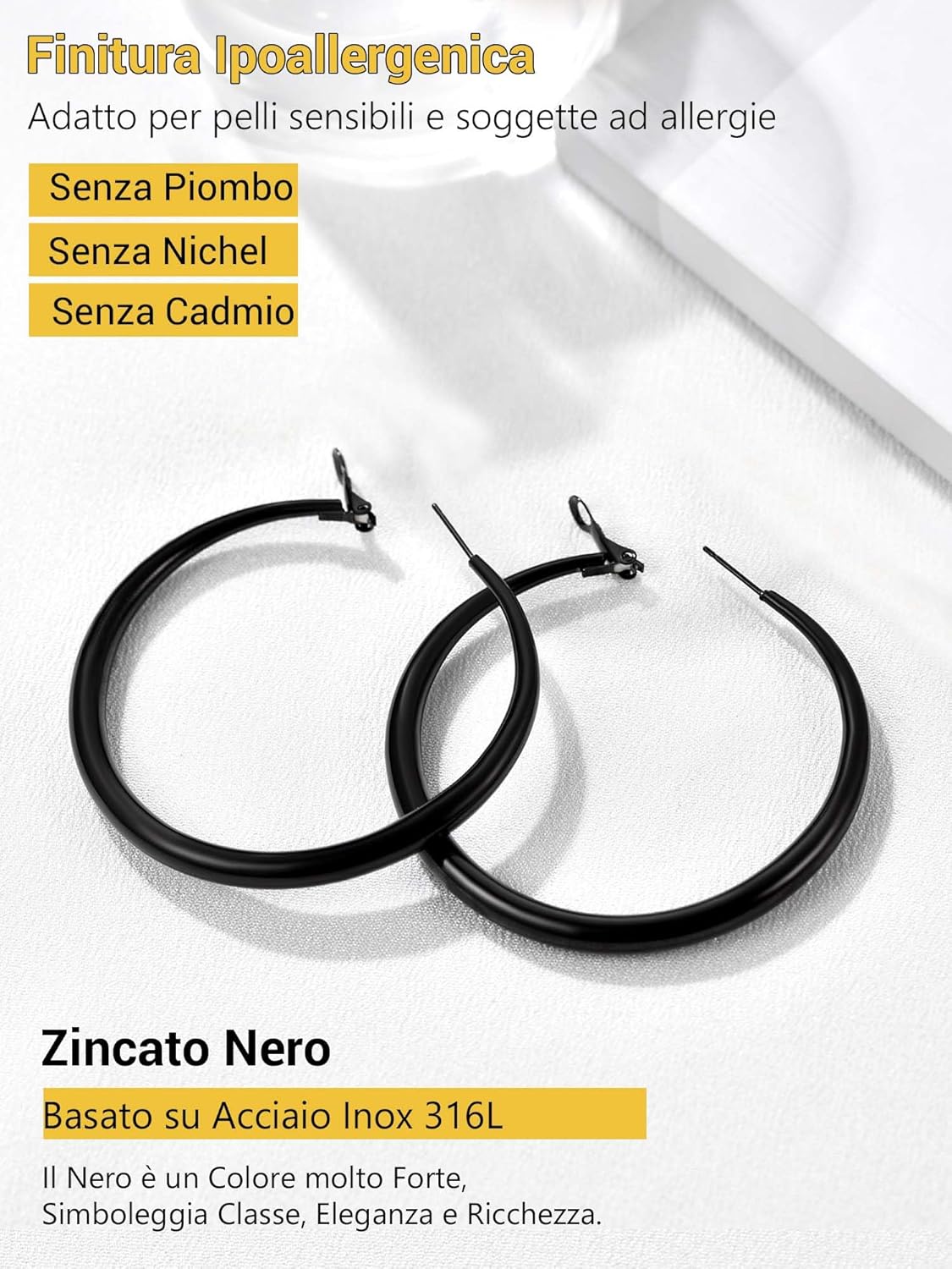 Thumbnail 1 de PROSTEEL orecchini a cerchio in acciaio chirurgico 316L 40/60/80 mm con confezione regalo