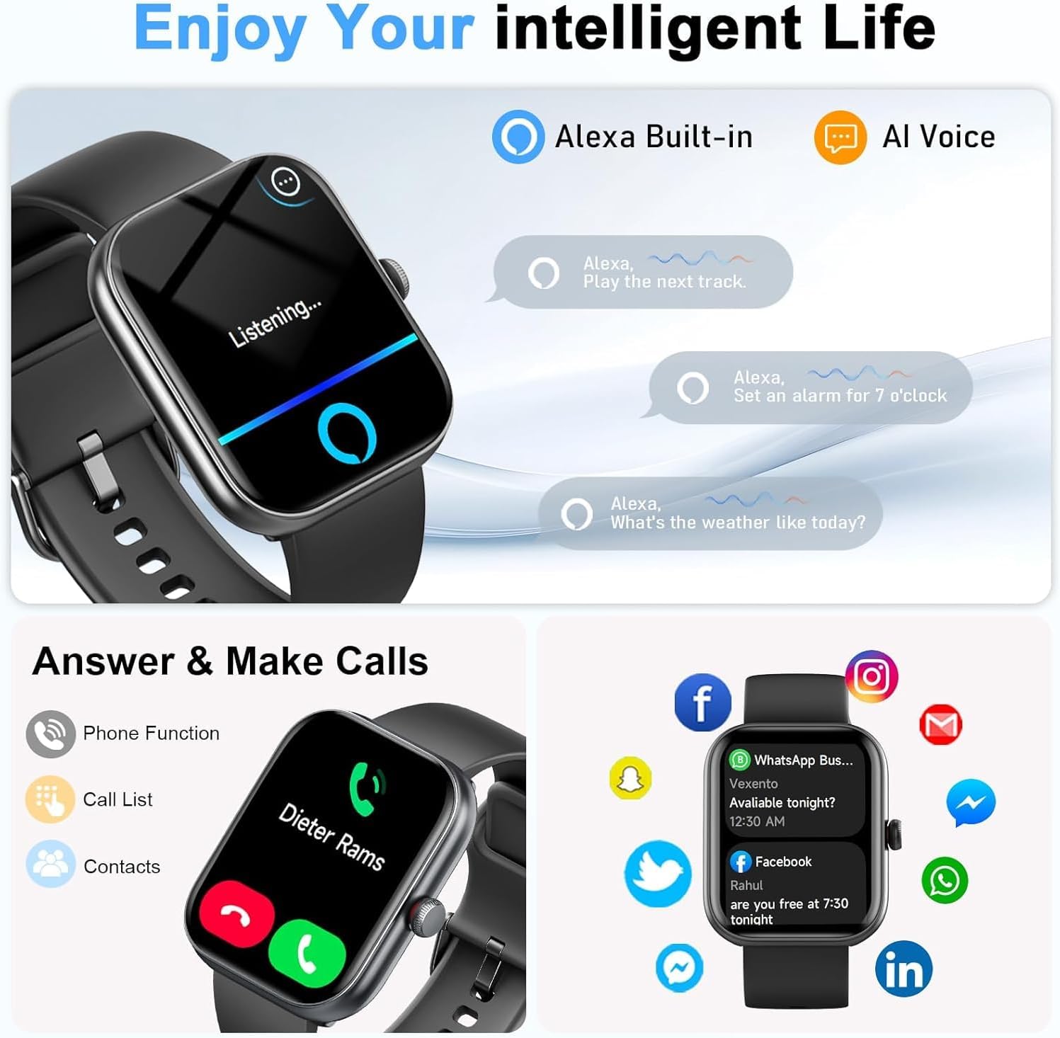 Thumbnail 1 de uaue Smart Watch Alexa Built-in 1.91" HD — 100+ sports modes, IP68, Bluetooth calling