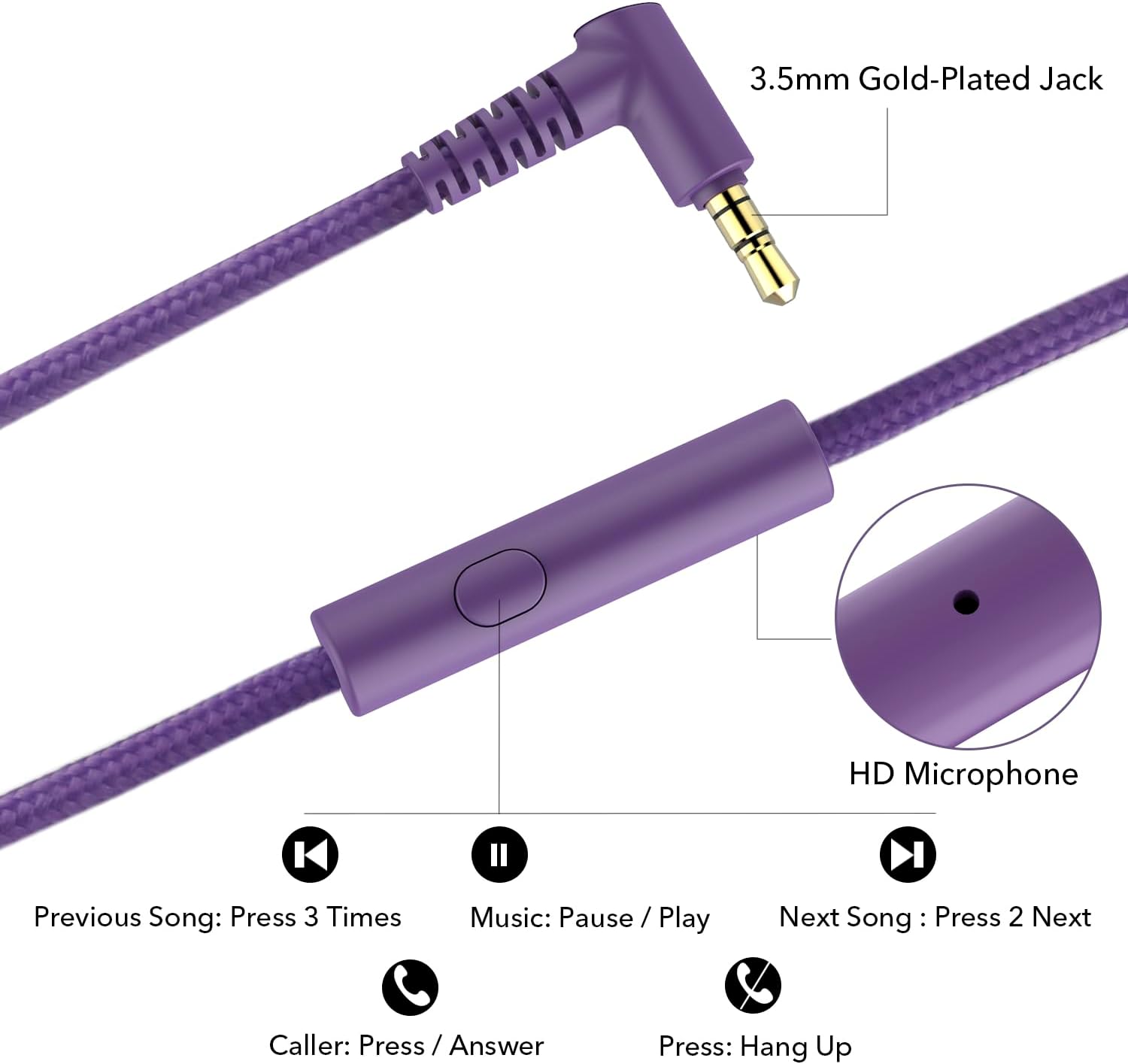 Thumbnail 4 de JOMILIN A8 Wired Over-Ear Headphones with Microphone