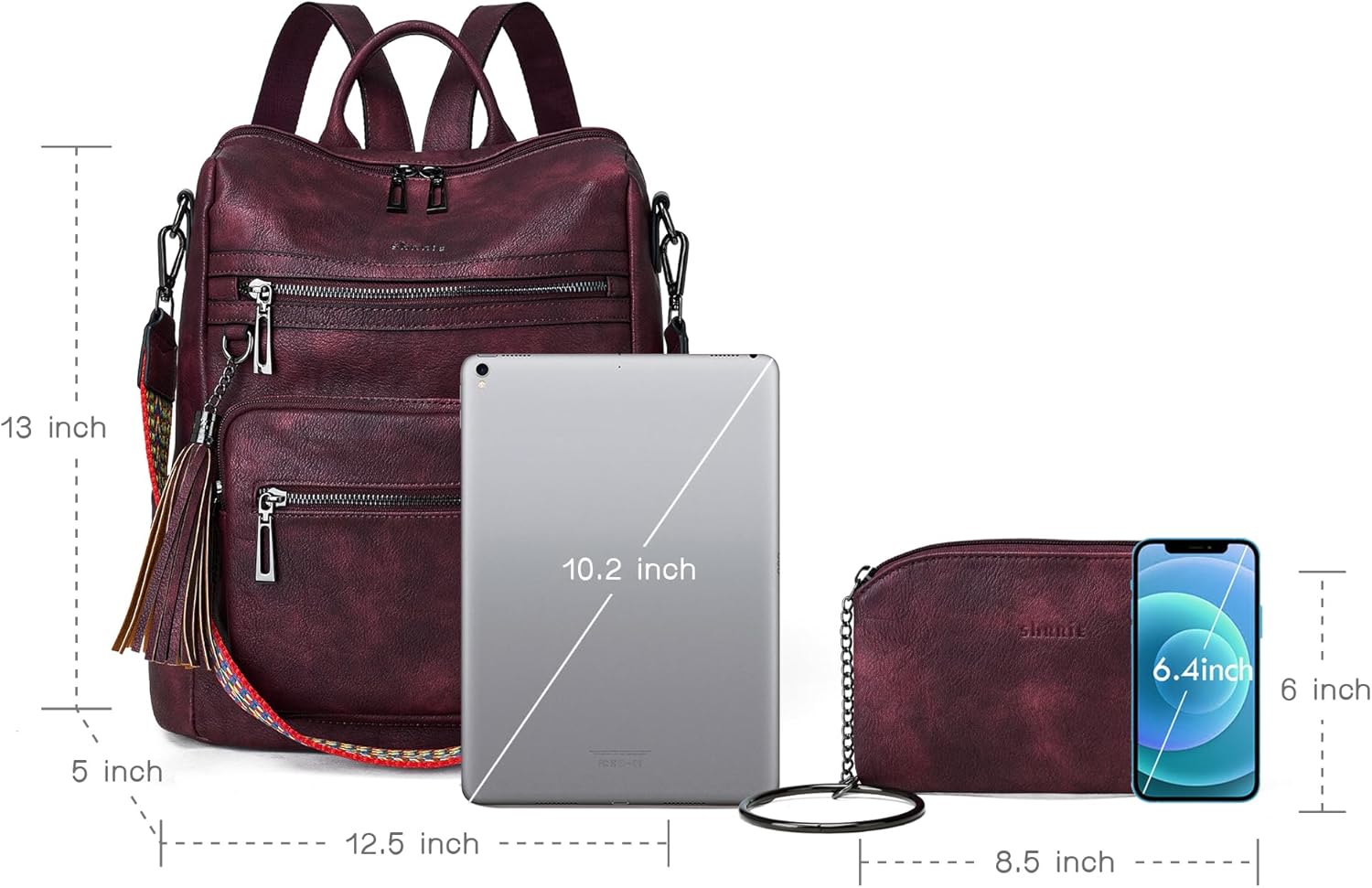 Thumbnail 4 de Shrrie Convertible Backpack Purse for Women in Faux Leather – Travel & Everyday Bag