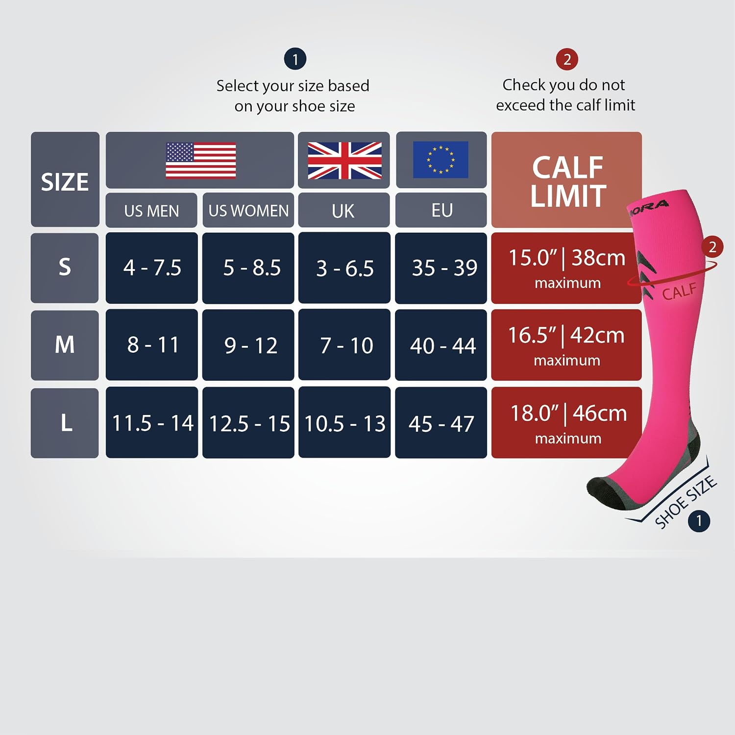 Detalle 2 de Compression Socks for Men and Women – for Sports, Running, Flying, Work & More