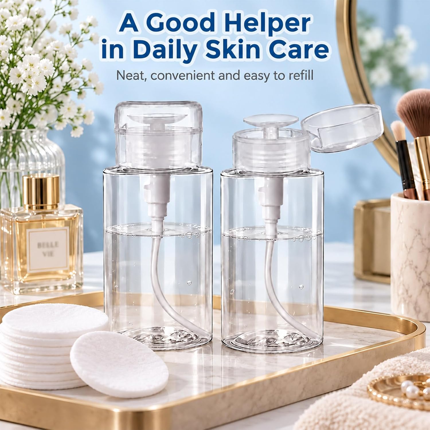Thumbnail 6 de Orrdiffi 300ml Nail Polish Remover Pump Dispenser (2 Pack) – Clear, Reusable