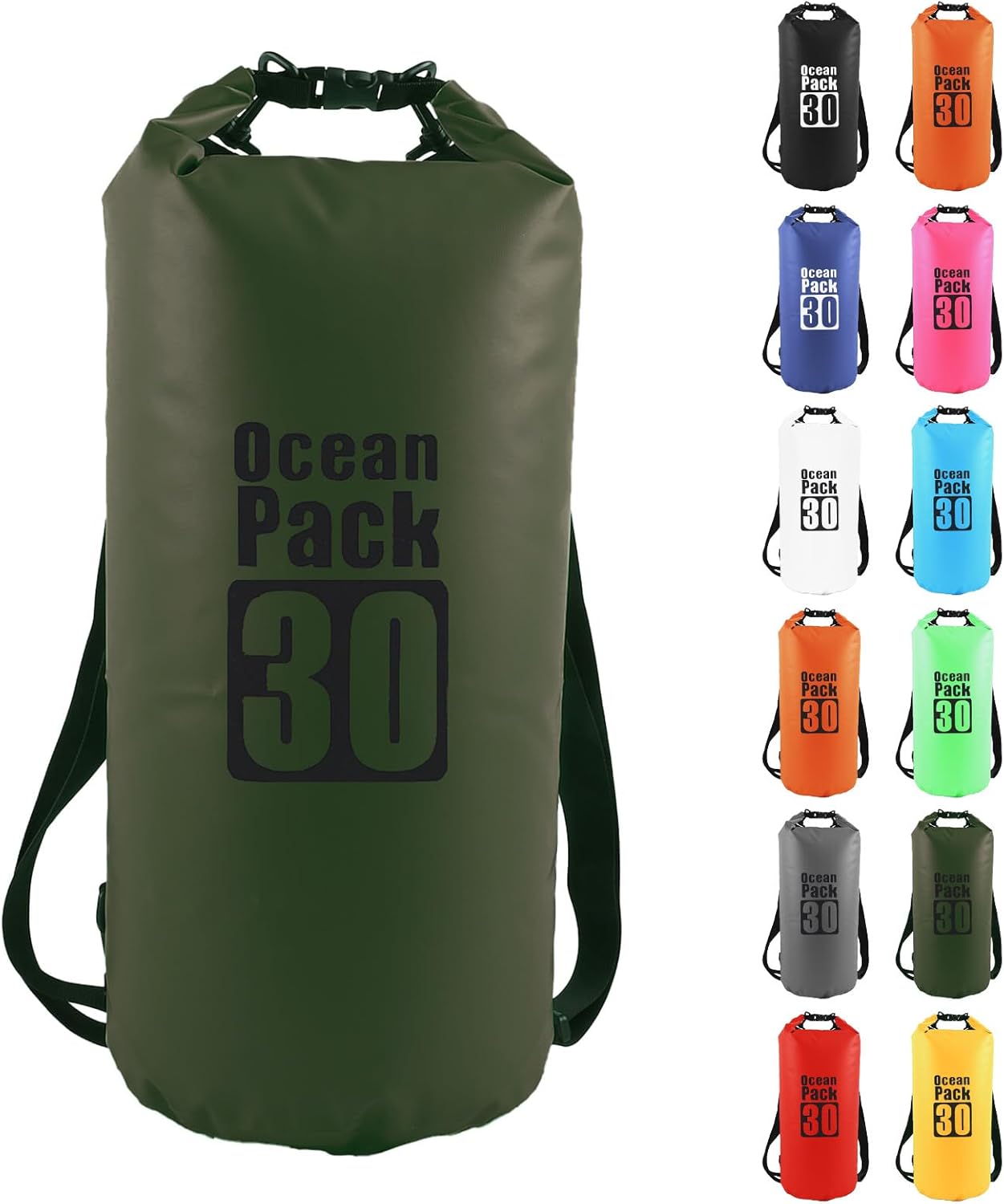 Thumbnail 5 de MOMAHUA 25L Waterproof Dry Bag Backpack with Double Shoulder Straps – Durable Orange PVC Roll Top Dry Sack