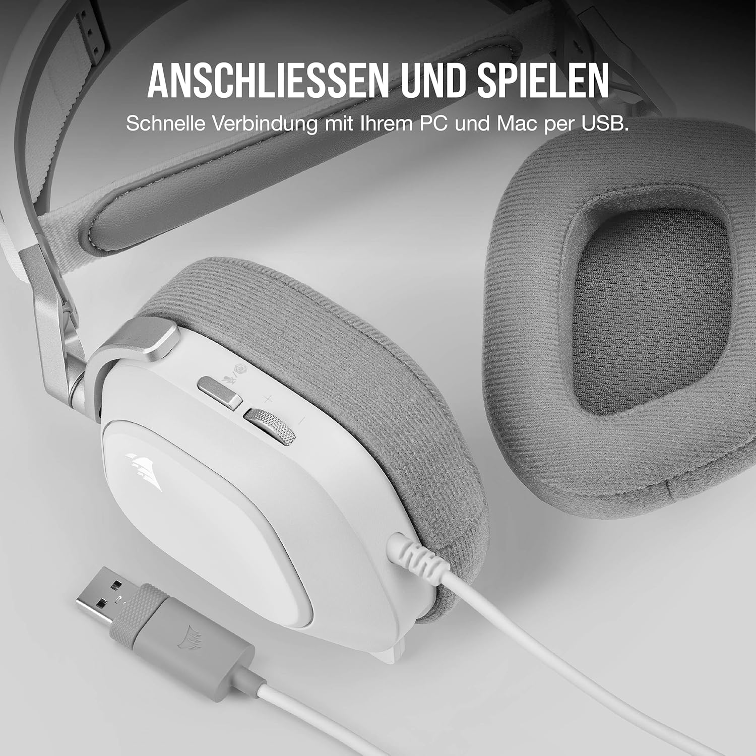 Thumbnail 4 de Corsair HS80 RGB USB Gaming-Headset (Weiß) mit Dolby Audio 7.1 und Broadcast-Qualität-Mikrofon