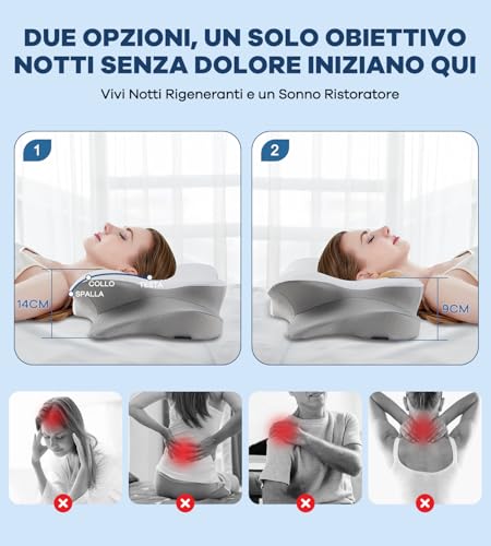 Detalle de DONAMA Cuscino Cervicale Memory Foam Ergonomico 2 Altezze Rinfrescante