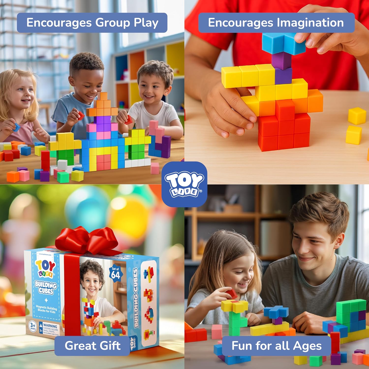 Detalle 2 de 64PCS Magnetic Building Blocks Set (Magnet Cubes) for Kids Ages 3–8