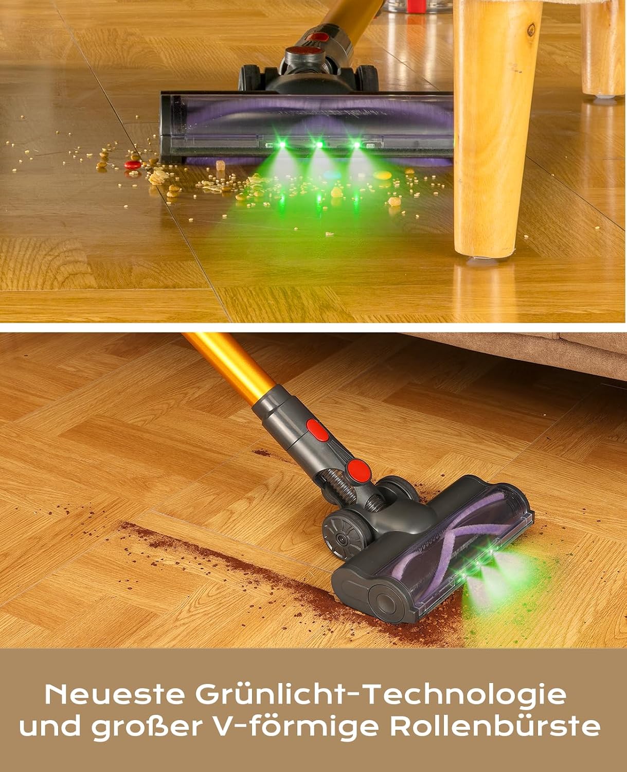 Detalle de VACTechPro Akku-Staubsauger kabellos mit 35KPa, abnehmbarem Akku und 6-in-1-Zubehör
