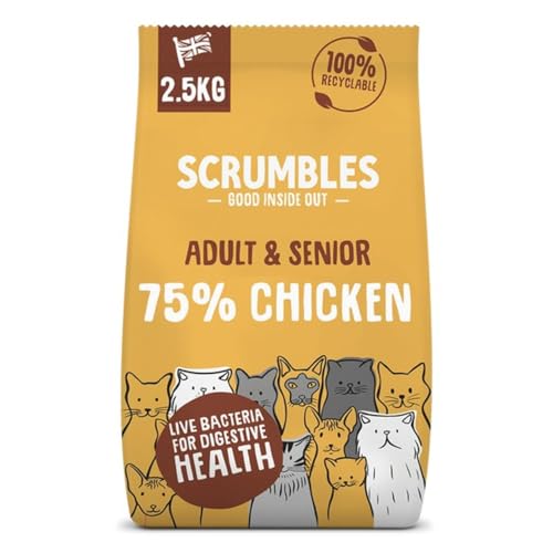 Detalle de Scrumbles All Natural Dry Cat Food with 75% Chicken – High Protein for Adults & Seniors (2.5Kg)