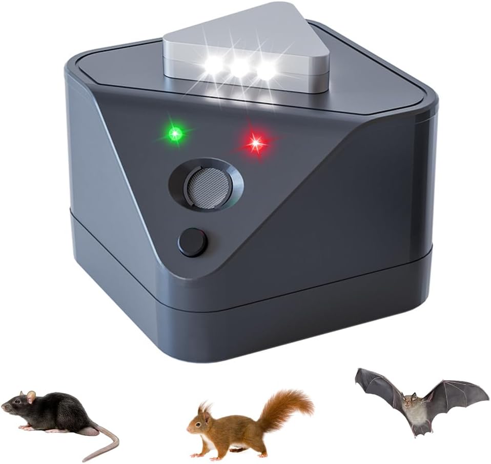 Detalle de HUAJUN 73504 ultrasone muizen- en rattenverjager, 360° en met ledlicht