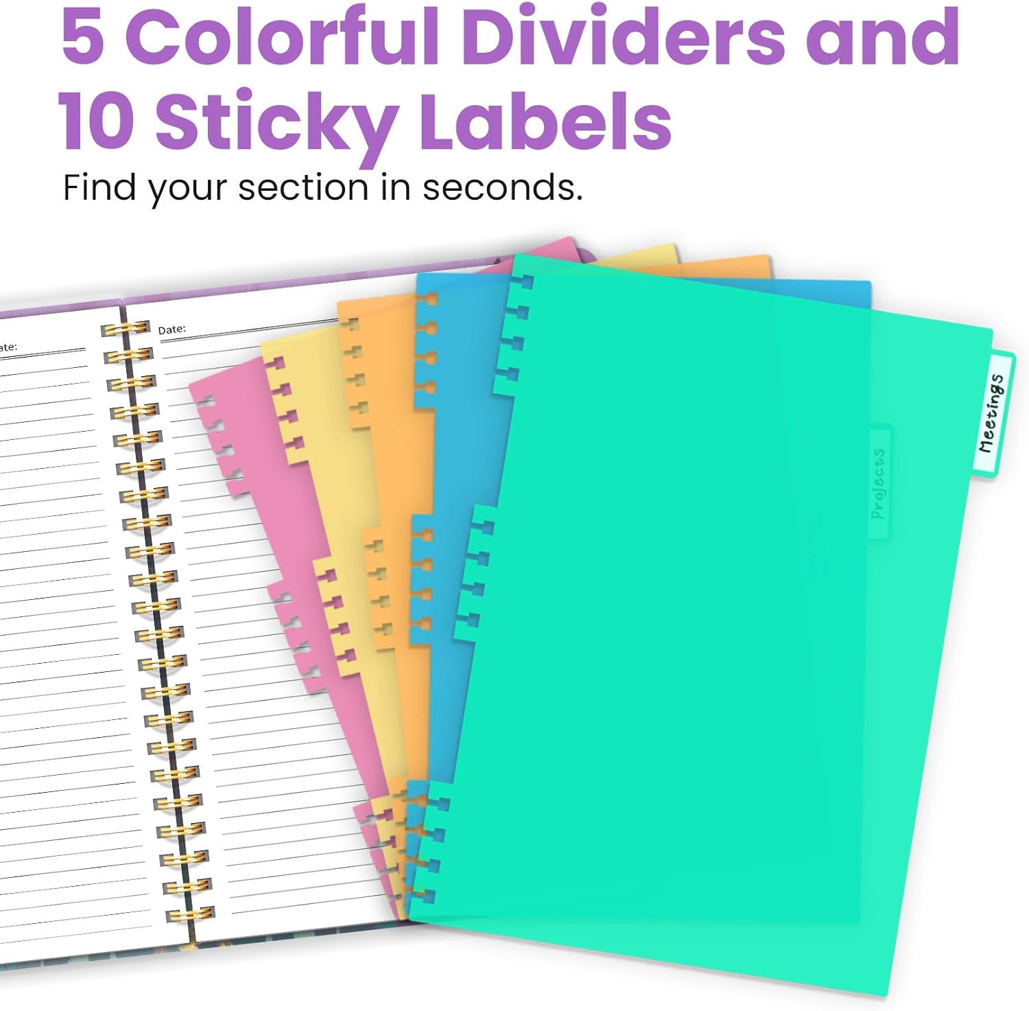 Detalle de ZOTIA Fable Grove 5-Subject Spiral Notebook, 280 Pages, Removable Dividers