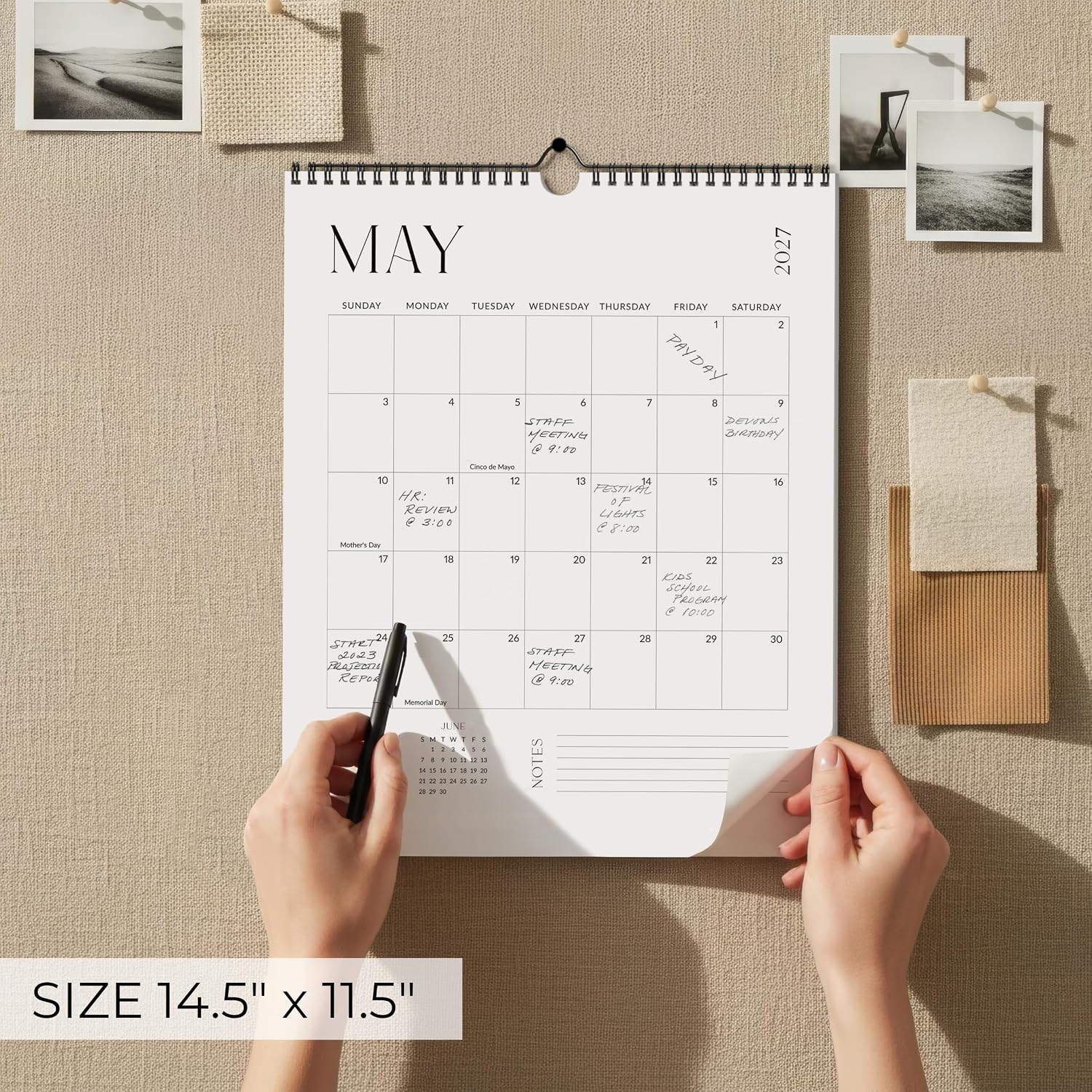 Detalle 1 de ZICOTO 2026-2027 Wall Calendar, 14.5 x 11.5-Inch Minimalist Paper Planner