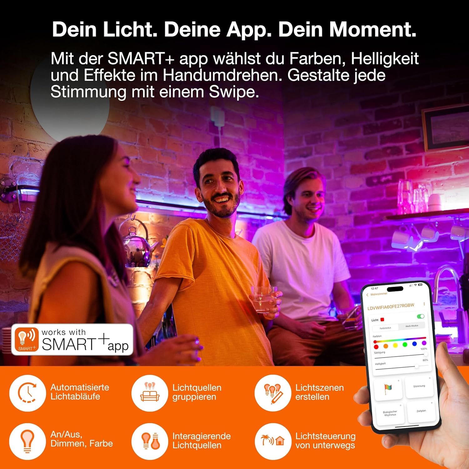 Thumbnail 5 de Osram Matter over Wifi Corner Floor Lamp 2000 mm – LED-Stehleuchte mit RGBW, 20 W, 2700–6500 K, WiFi & Fernbedienung