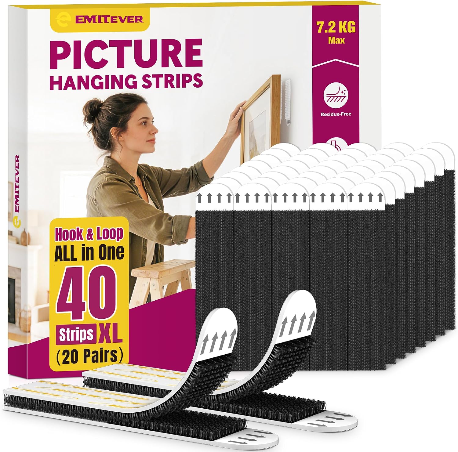 Detalle de EMITEVER Picture Hanging Strips XL 20 Pairs 7.2 KG