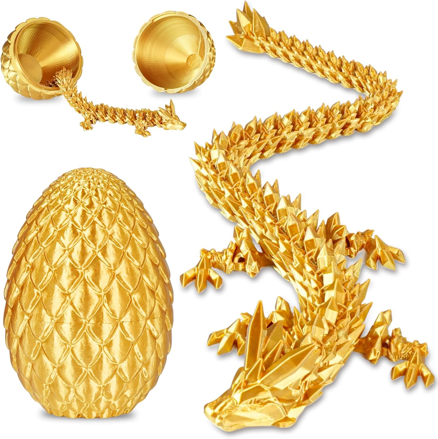 Detalle de Olee Odee Drachenei 3D-gedruckte Fidget-Spielzeuge – Gold, mit Schnappverschluss
