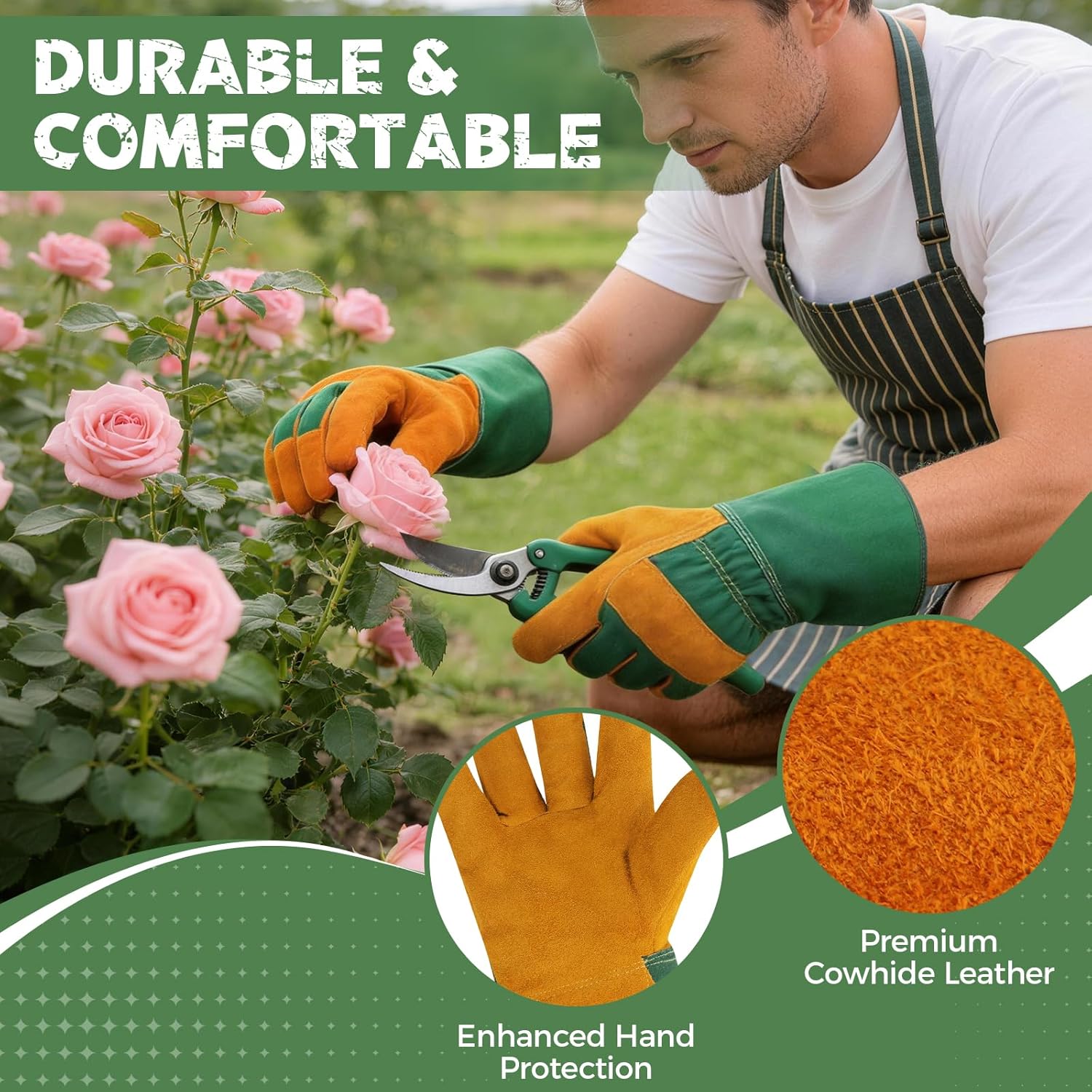 Thumbnail 1 de Houbobo Heavy-Duty Leather Gardening Gloves for Men